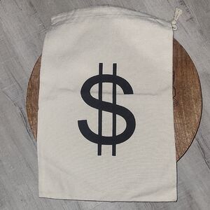 Canvas Money Bag with Dollar Sign